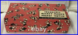NIB Ingersoll Disney Mickey Mouse LE 1933 Reproduction Pocket Watch #0336/5000