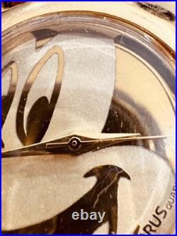 NOS Disney Mickey Mouse Gold Tone Watch Original Leather Strap Unworn