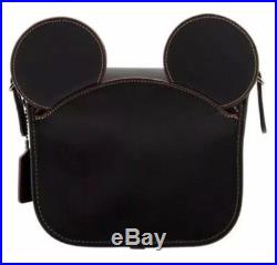 NWT COACH DISNEY X MICKEY MOUSE PATRICIA SADDLE With EARS BLACK LEATHER LIMITED