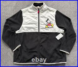 NWT DISNEY Embroidered Mickey Mouse Full Zip Fleece Jacket Sz XL