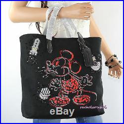 NWT Disney X Coach Mickey Mouse LOVE Black Canvas Tote Shoulder Crossbody Bag