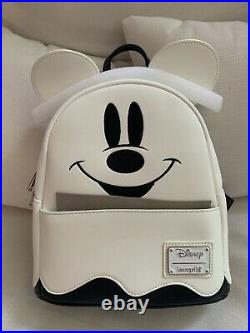 NWT LOUNGEFLY Disney Mickey Mouse Ghost GLOW-IN-THE-DARK Halloween Mini Backpack