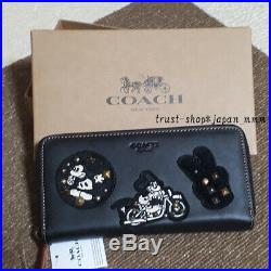 New Coach Disney Mickey Mouse Long Wallet Black OUTLET From Japan withTracking