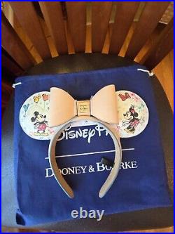 New Disney Parks Dooney & Bourke Sketch Print Leather Mickey Minnie Ears Dustbag