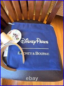 New Disney Parks Dooney & Bourke Sketch Print Leather Mickey Minnie Ears Dustbag