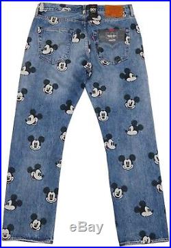 New Disney X Levi's 501 Original Fit Mickey Mouse Jeans Size 32-34 Inseam 30-34
