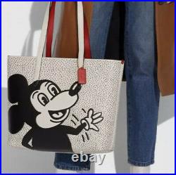 New NWT Coach Disney Mickey Mouse Keith Haring Chalk Shoulder Tote Bag C0895