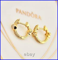 New PandoraxDisney Mickey Mouse & Minnie Mouse Sparkling Hoop Earrings 262959C01