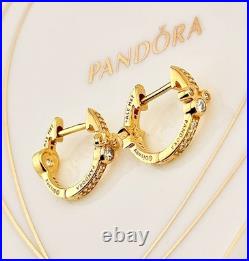 New PandoraxDisney Mickey Mouse & Minnie Mouse Sparkling Hoop Earrings 262959C01
