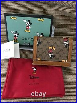 New Women's Authentic Gucci Disney X Mickey Mouse Card Case Wallet