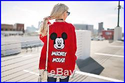 New Women's Lazy Oaf Disney Mickey Mouse College Cardigan Coatigan One Size