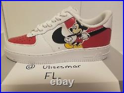 Nike Air Force 1 One Custom Disney Mickey & Minnie Mouse Painted Sneakers Sz 9.5