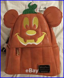 Nwt Disney Parks Loungefly Mickey Mouse Pumpkin Backpack Purse Halloween Htf