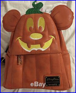 Nwt Disney Parks Loungefly Mickey Mouse Pumpkin Backpack Purse Halloween Htf