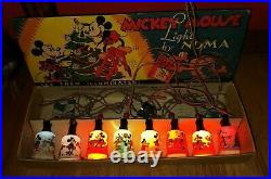 OLD VINTAGE 1930's MICKEY MOUSE CHRISTMAS LIGHTS BY NOMA IN ORIGINAL BOX