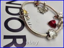 Pandora Disney Mickey Mouse University 100 Snake Chain With Orginal Charm 7.5 In