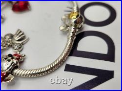 Pandora Disney Mickey Mouse University 100 Snake Chain With Orginal Charm 7.5 In