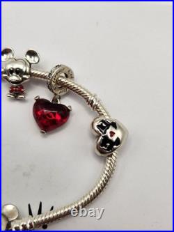Pandora Disney Mickey Mouse University 100 Snake Chain With Orginal Charm 7.5 In