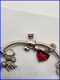 Pandora Disney Mickey Mouse University 100 Snake Chain With Orginal Charm 7.5 In