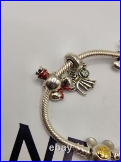 Pandora Disney Mickey Mouse University 100 Snake Chain With Orginal Charm 7.5 In