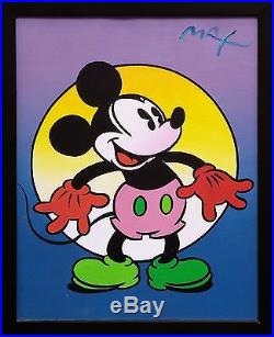 Peter Max Mickey Mouse Ver. III #6 Disney Original On Canvas 17x13 Framed