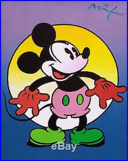 Peter Max Mickey Mouse Ver. III #6 Disney Original On Canvas 17x13 Framed