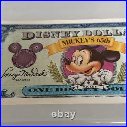 RARE 1993 Series $1 Mickey Mouse 65th Birthday Disney Dollar DO0811876A MINT