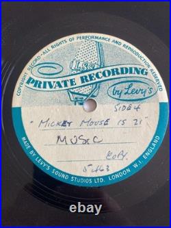 RARE DISNEY 7 x 78rpm Acetate MICKEY MOUSE 21st BIRTHDAY UK Radio Transcription