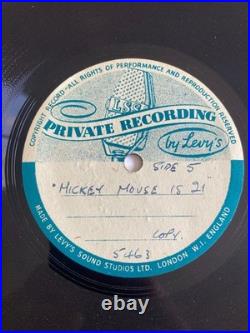 RARE DISNEY 7 x 78rpm Acetate MICKEY MOUSE 21st BIRTHDAY UK Radio Transcription