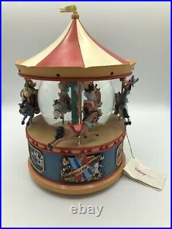 RARE Disney Mickey Mouse Carousel Snowglobe Music Box