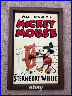 RARE! Disney Mickey Mouse in'Steamboat Willie' 3D Canvas wall art Limited Ed