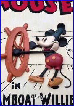 RARE! Disney Mickey Mouse in'Steamboat Willie' 3D Canvas wall art Limited Ed