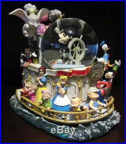 RARE Disney Steamboat Willie Mickey Mouse Character Ship Snowglobe Music Box