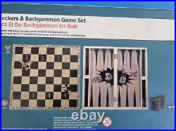 RARE New Disney Mickey Minnie Mouse Wooden Checkers & Backgammon Board Game Toy