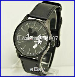 RARE Nixon Sentry SS Disney Mickey Mouse 90th Anniversary Black Leather Watch NW