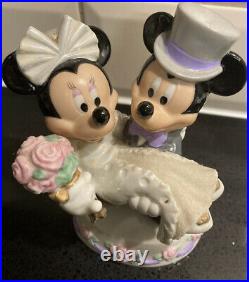 RARE Vintage Disney Mickey & Minnie Mouse'Just Married' 6.5 Ornament Figure