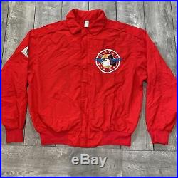 RARE Vintage Walt Disney Mickey Mouse Air Flight Red Full Zip Jacket Mens Large
