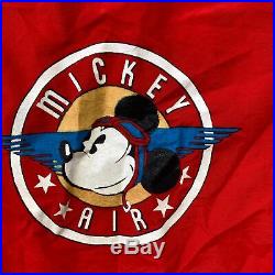 RARE Vintage Walt Disney Mickey Mouse Air Flight Red Full Zip Jacket Mens Large