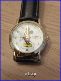 Raky Mickey Mouse Disney Leather Rare Vintage Watch