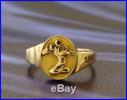 Rare 1990 Walt Disney 20 year Mickey Mouse Ring Solid 14K Gold Collectible