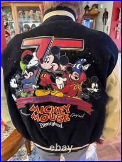 Rare Disney 75th Anniversary Mickey Mouse Disneyland Leather 6 Patches XL Jacket Rare Disney 75th Anniversary Mickey Mouse Disneyland Leather 6 Patches XL Jacket
