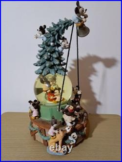 Rare Disney Mickey Minnie Mouse Animated Christmas Tree Snowglobe