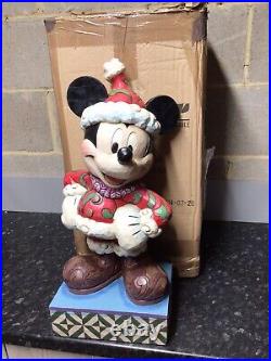Rare Disney Traditions Mickey Mouse Merry Christmas Big Figurine
