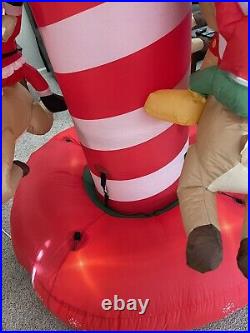 Rare Gemmy Inflatable Rotating Disney Light Up Mickey & Santa Christmas Carousel