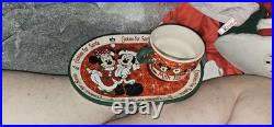 Rare Mickey Mouse Treat For Santa Plate And Cup Brand New