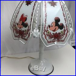 Rare Mickey Mouse Vintage White & Glass Disney Touch Table Lamp Stunning