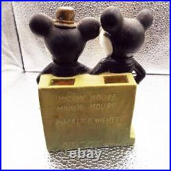 Rare Walt Disney 1930 Minnie & Mickey Mouse Toothbrush Holder-bisque Porcelain