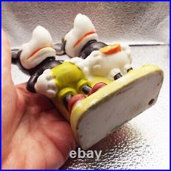 Rare Walt Disney 1930 Minnie & Mickey Mouse Toothbrush Holder-bisque Porcelain