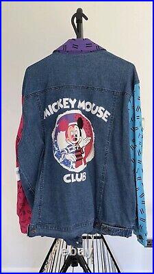 Retro Disney Mickey Mouse Club 90s Print Jacket Pink Blue Walt Disney World XL