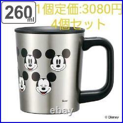 Set of 4 Stainless steel mug with lid Disney Mickey Mouse